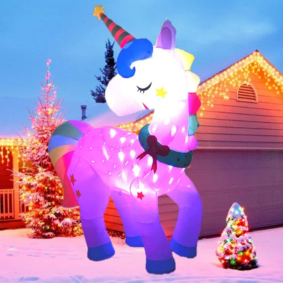 Inflatable Christmas Unicorn – Waterproof LED Garden & Yard Decoration