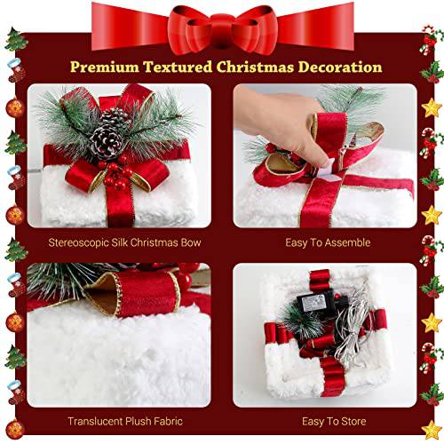 Christmas Lighted Gift Boxes, 8 Modes & Timing Function Set of 3 Plug-In Light Up Present Boxes with 60 LEDs Christmas Decorations Indoor Home Decor Christmas - quntis-service