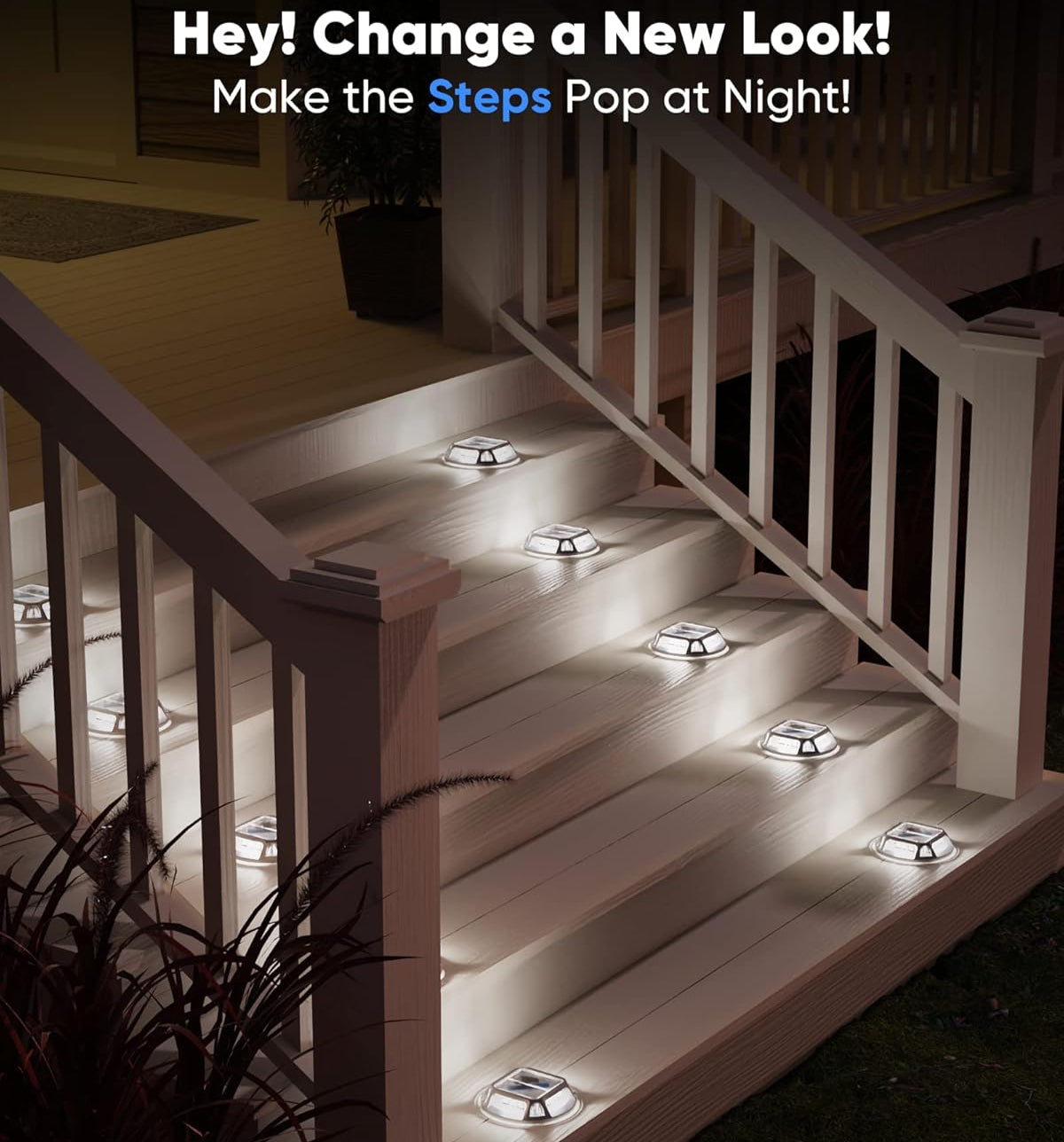 IP68 Waterproof Solar Deck Lights for Outdoor Garden, Stairs, and Walkways