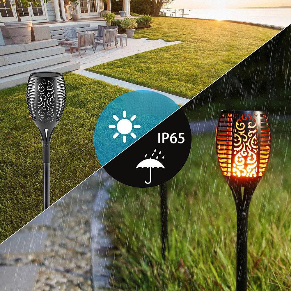 Solar Spot Light Waterproof Flickering Flames Torches Lights Outdoor Landscape Decoration Lighting Solar Spotlights Security Torch Light for Garden Patio Yard Driveway