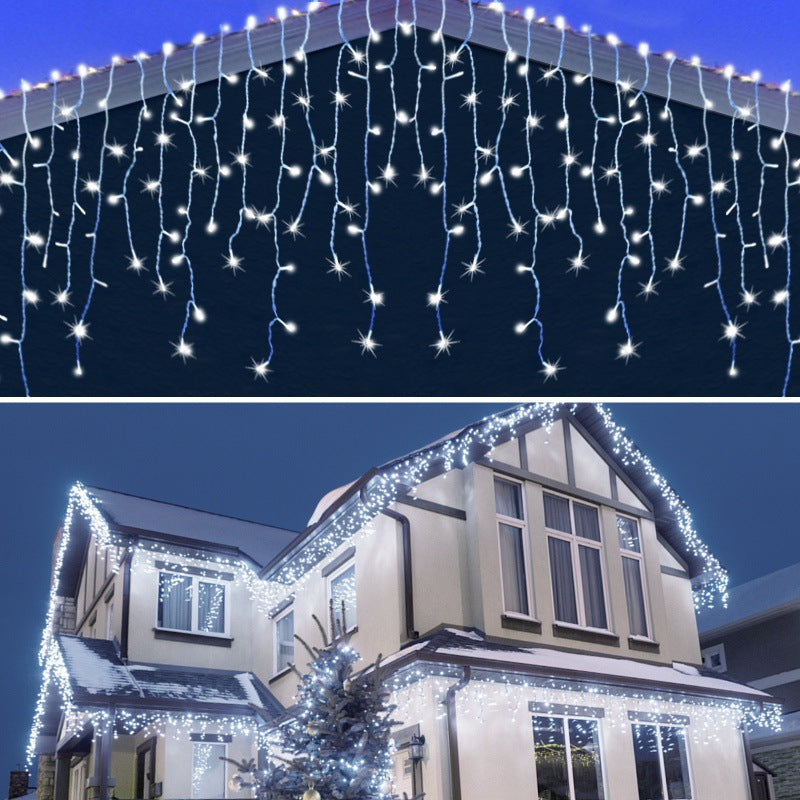 Quntis 10m (33ft) 400-LED Solar Curtain Lights – IP65 Waterproof Outdoor Icicle Lights for Christmas & Holiday Decor