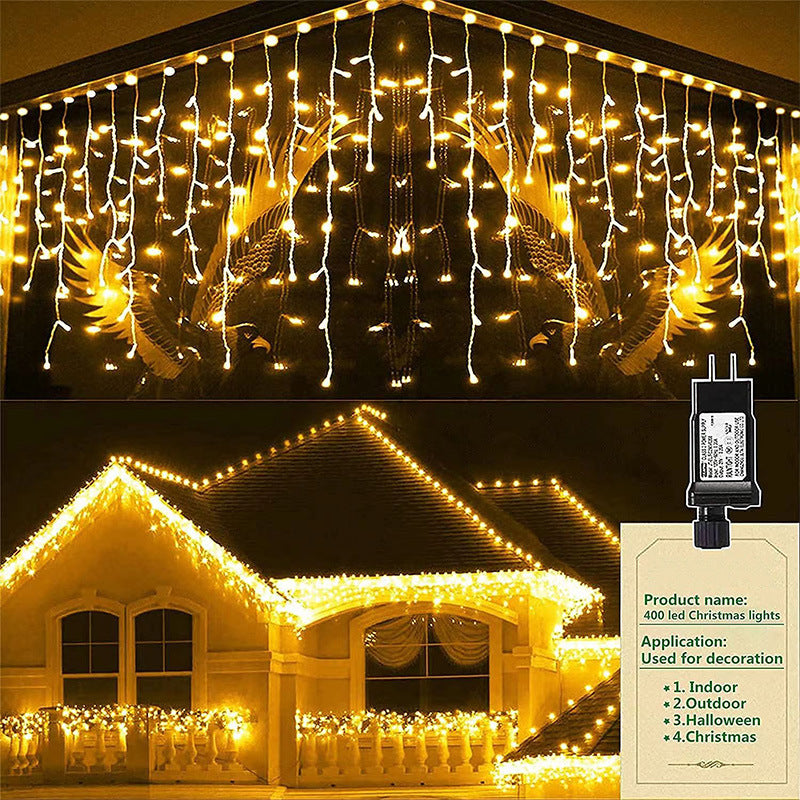 Quntis Plug-in LED Low Voltage Icicle Curtain Lights ¨C Connectable 8-Modes Fairy Waterfall Lights for Christmas & Holiday Decor