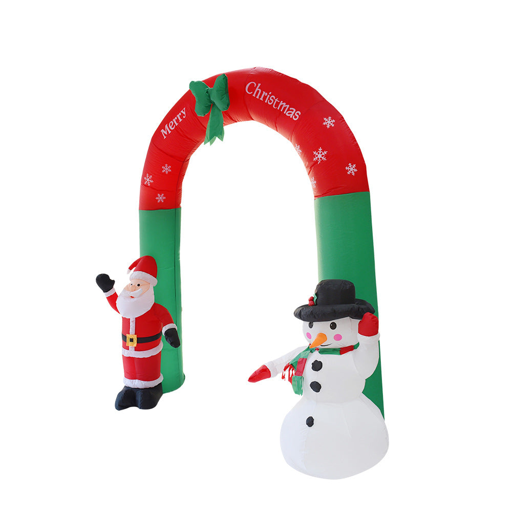 Arco de Natal Inflável de 2,4m – Decoração de Jardim com Pai Natal e Boneco de Neve com 3 Luzes LED