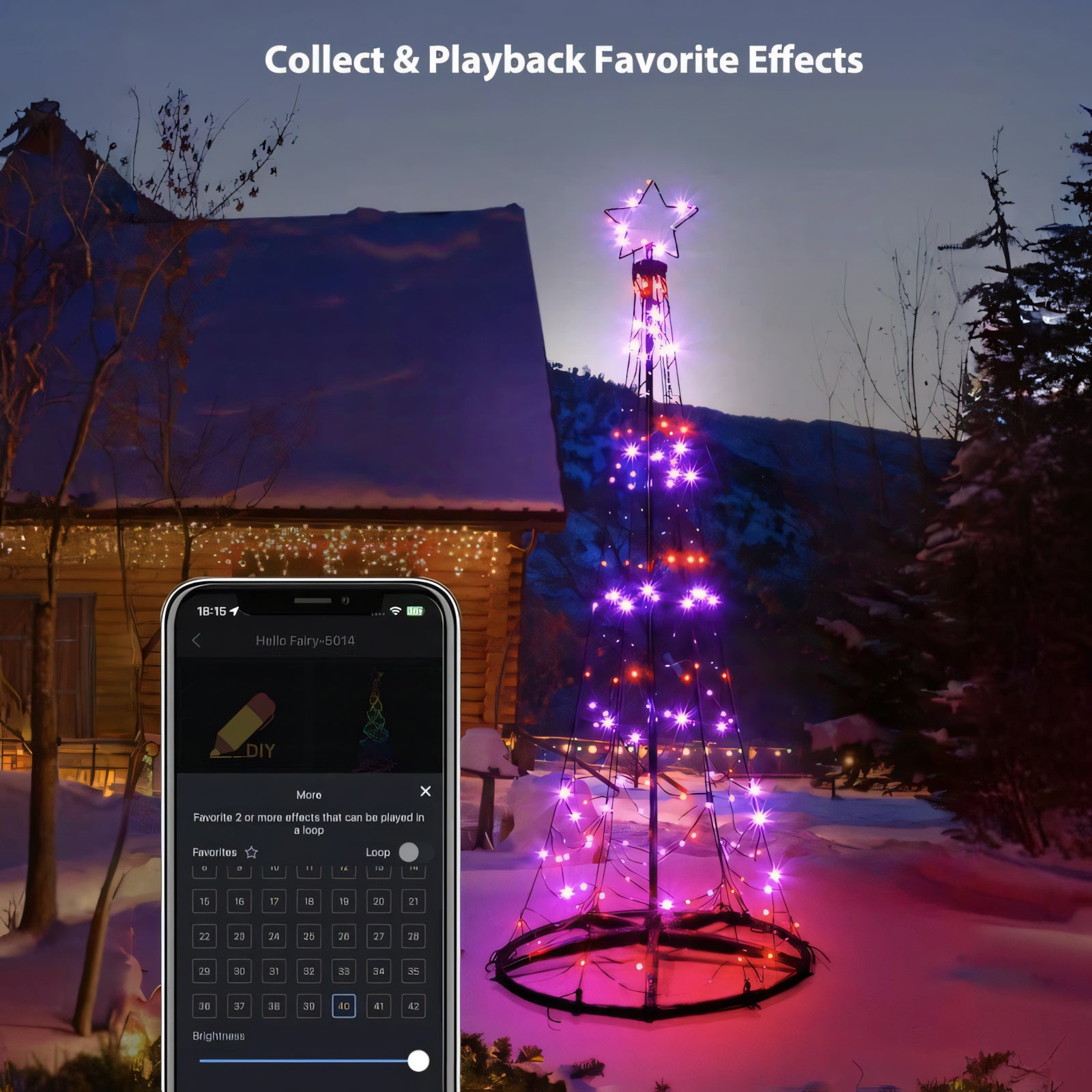 Light Tree 3D 6.5ft,Christmas Tree for Indoor Outdoor,Prelit Tree 236 LEDs,IP44,App Mapping Holiday Decoration