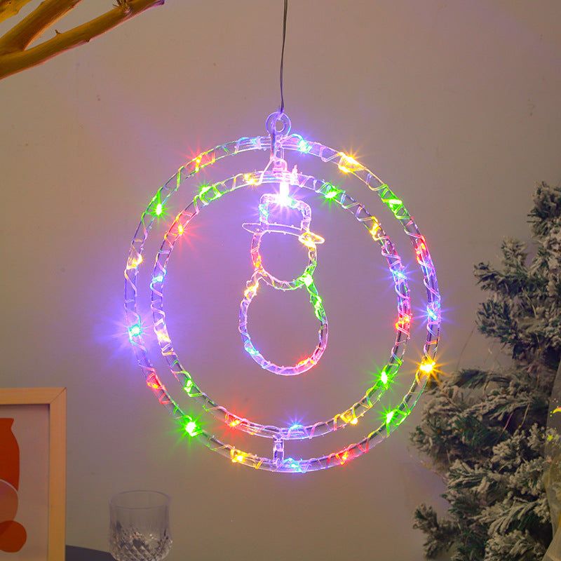 Quntis Christmas Double Ring Solar LED String Lights ¨C Christmas Tree Shape Atmosphere Lights with Star Design, Outer Diameter: 12.60 inches, Inner Ring Diameter: 10.24 inches