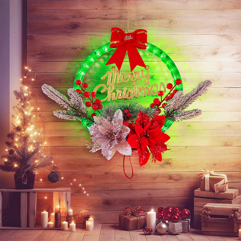 Battery-Powered LED Christmas Wreath Lights ¨C Illuminated Door, Window & Indoor Decoration