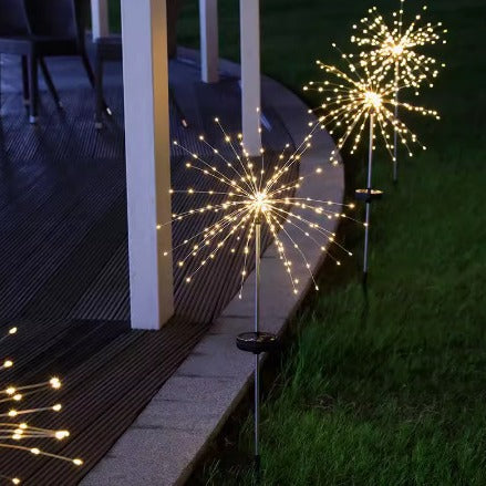 Quntis IP65 8-Modelos 200 Luces Solar Exterior Jardín Luces de Navidad ¨C Impermeable Estaca Luces de Hadas, Diseños de Fuegos Artificiales y Diente de León para Decoración de Césped en Vacaciones