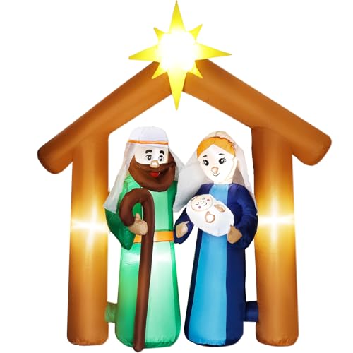 Quntis 6FT Christmas Inflatable Nativity Scene with Baby Jesus