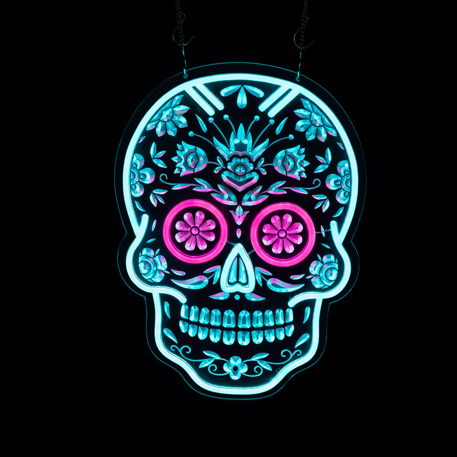 Engraved Neon Skull Sign – 3D LED Carved Skeleton Light, Gothic Wall Decor for Bar, Game Room, Man Cave