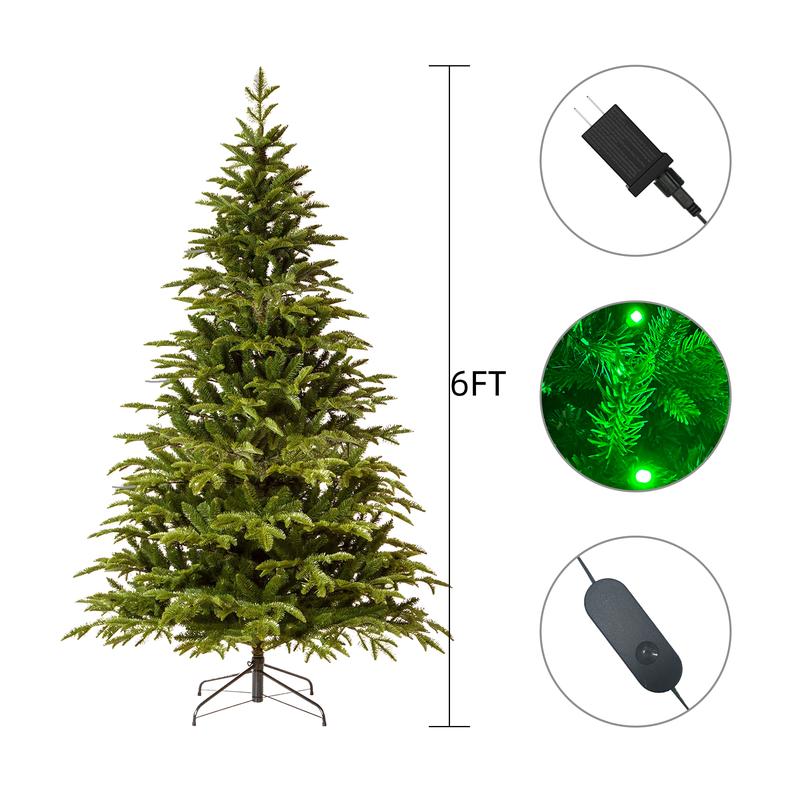 6FT Pre-lit Artificial Christmas tree with LED lights,sync with music,metal base stand for home,office,party,xmas decoration