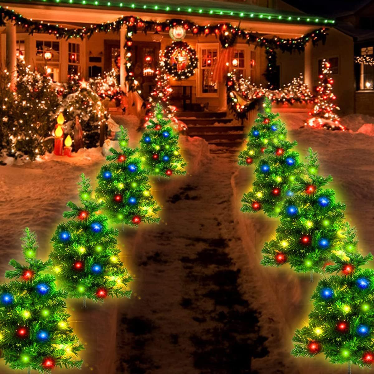 Quntis Solar Christmas Tree Lights ¨C 1-to-4 Set Outdoor Garden & Lawn Decor for Holiday Landscape Decoration