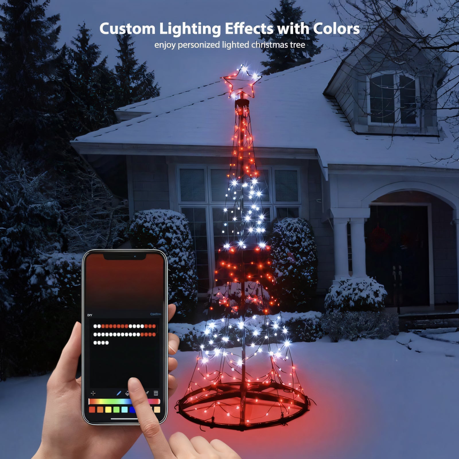 Light Tree 3D 6.5ft,Christmas Tree for Indoor Outdoor,Prelit Tree 236 LEDs,IP44,App Mapping Holiday Decoration