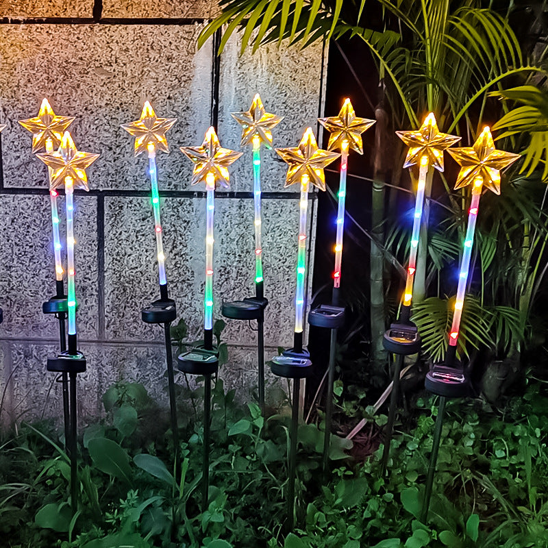 LED-Solarbetriebene fünfzackige Sternbodensteckerlichter, 5er-Pack, Außenbereich Rasen, Park und Weihnachtsbaum Dekorationsbeleuchtung, perfekt für Garten- und Hofdekoration. Weihnachtslichtstecker