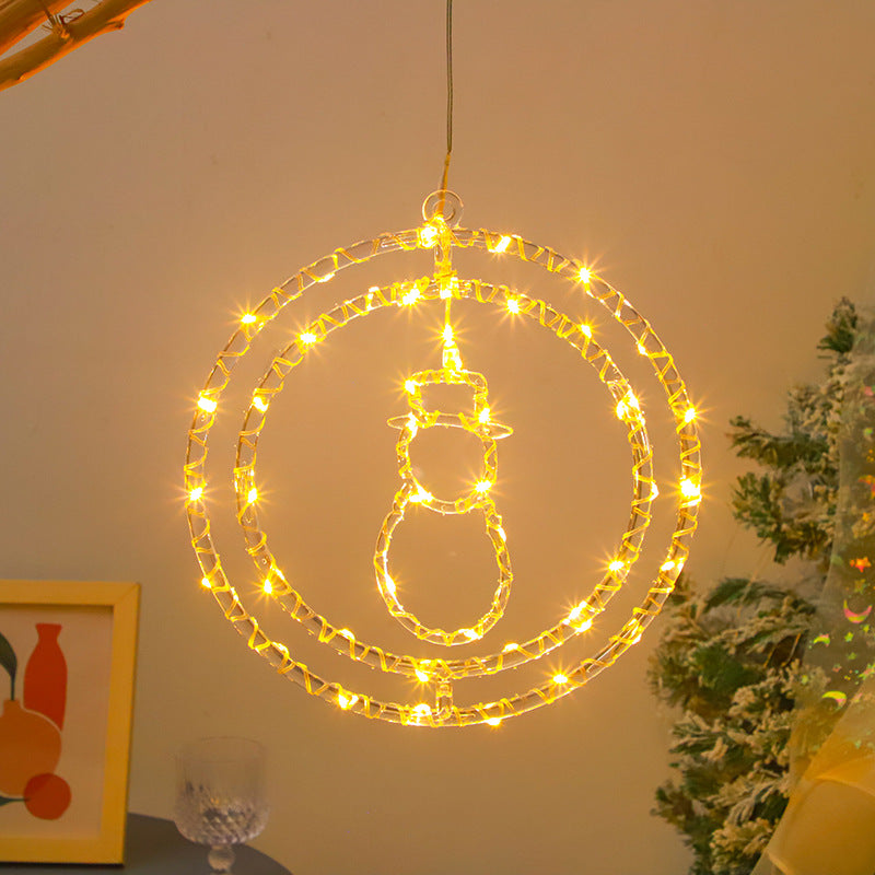 Quntis Luces de Cadena LED Solares de Doble Anillo para Navidad ¨C Luces de Ambiente en Forma de Árbol de Navidad con Diseño de Estrella, Diámetro Exterior: 12.60 pulgadas, Diámetro del Anillo Interior: 10.24 pulgadas