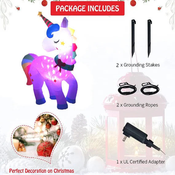 Inflatable Christmas Unicorn – Waterproof LED Garden & Yard Decoration