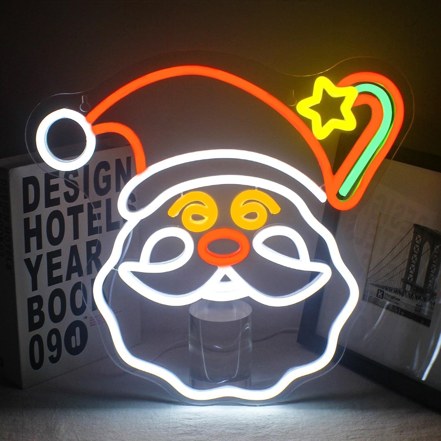 [Christmas Gift]Santa Claus Head Neon Christmas Lights, Festive LED Decoration for Holiday Cheer, The Perfect Christmas Gift for Kids