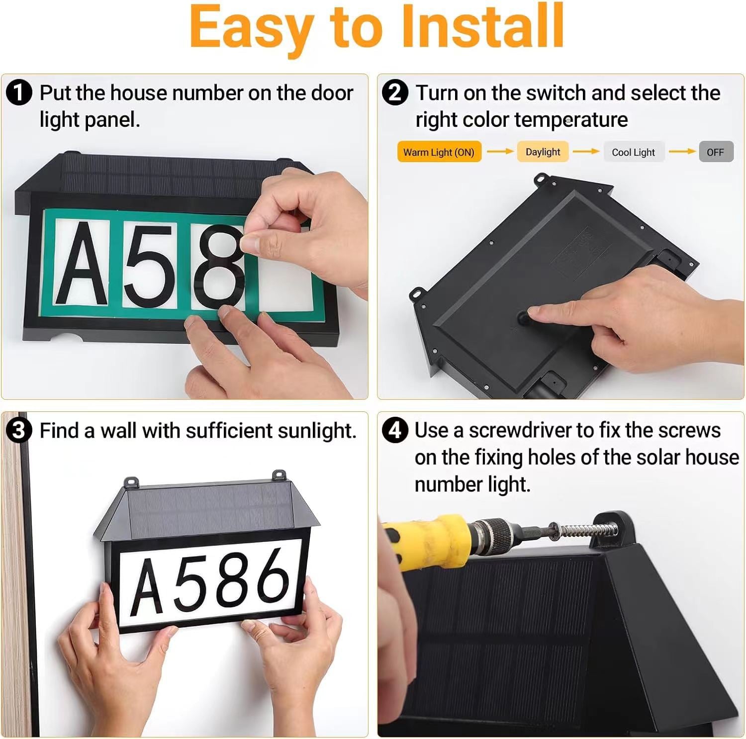 Solar House Number Lights ¨C Waterproof LED Outdoor Doorplate Lighting for Gardens and Patios