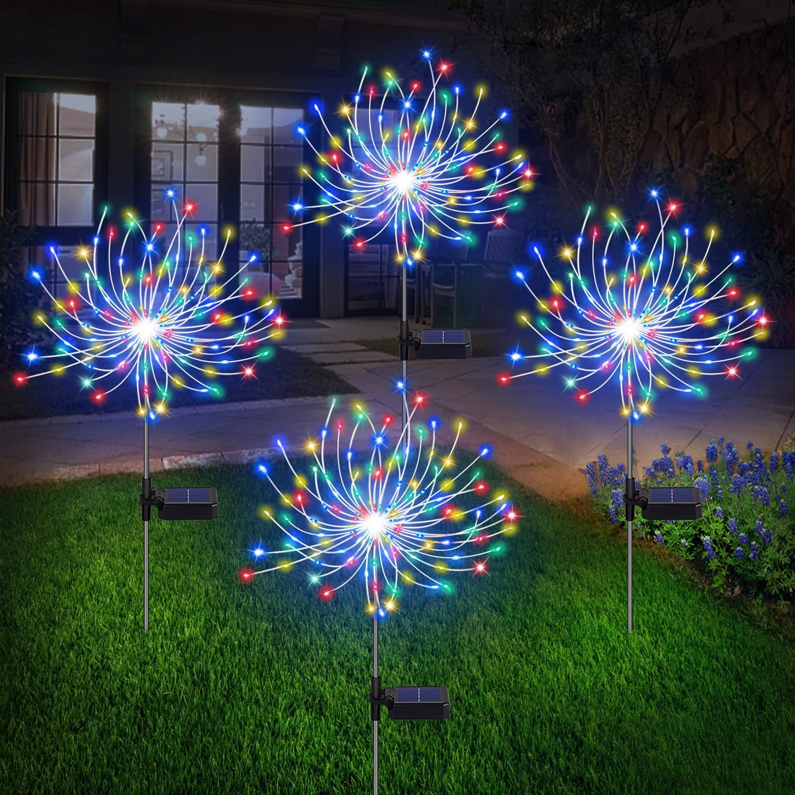 Quntis 200 8Models LED Christmas Solar Firework Lights, Outdoor Holiday Yard Garden Decorations, Lawn Lights for Christmas and New Year Decor