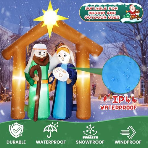 Quntis 6FT Christmas Inflatable Nativity Scene with Baby Jesus