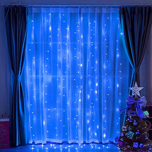 304L 9.8ftX9.8ft 30V 8Modes Safety Window Lights with Memory for Home Wedding Christmas Party Patio Lawn Garden Bedroom Outdoor Indoor Wall Decorations (304LED, Blue) 1