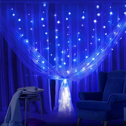 304L 9.8ftX9.8ft 30V 8Modes Safety Window Lights with Memory for Home Wedding Christmas Party Patio Lawn Garden Bedroom Outdoor Indoor Wall Decorations (304LED, Blue) 1