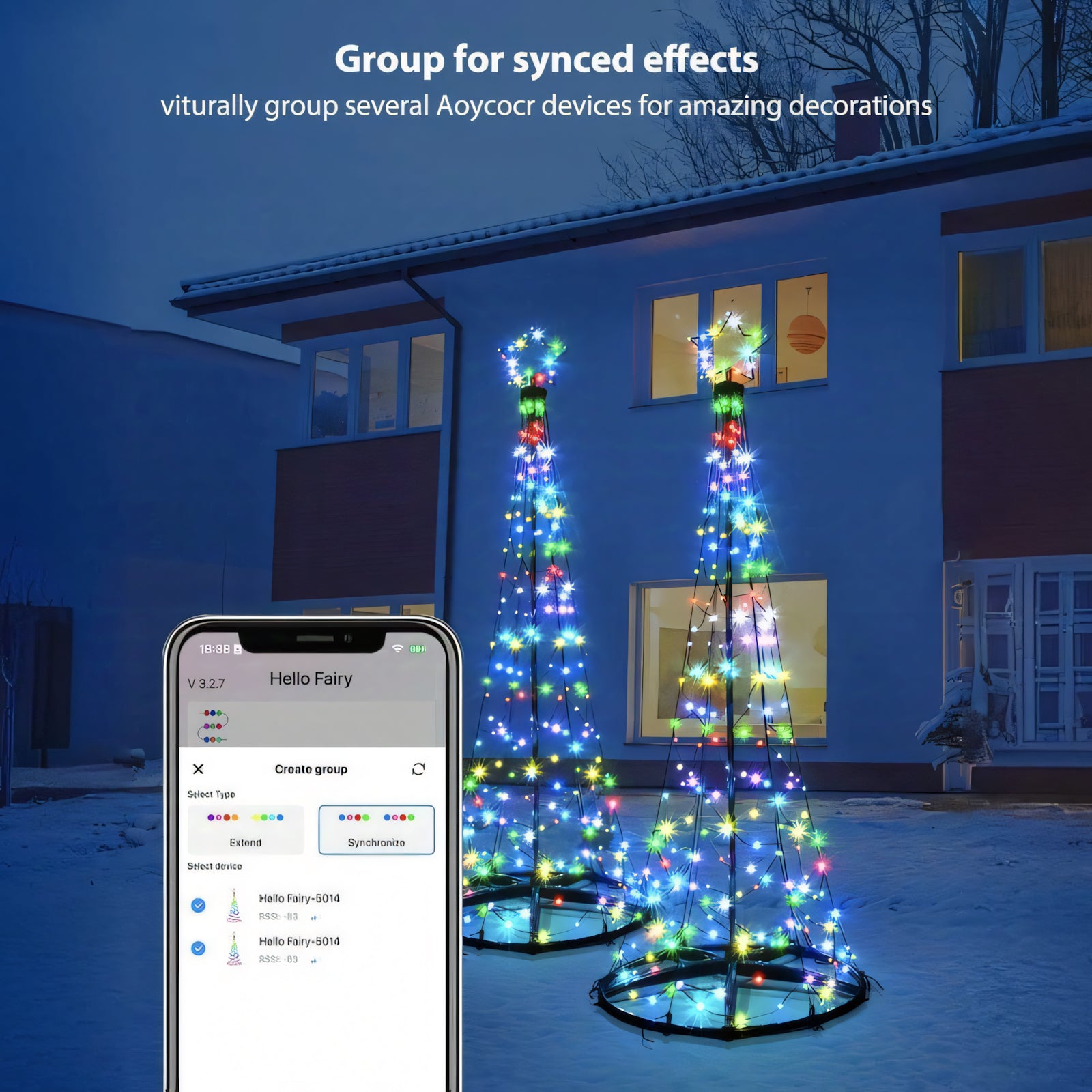 Light Tree 3D 6.5ft,Christmas Tree for Indoor Outdoor,Prelit Tree 236 LEDs,IP44,App Mapping Holiday Decoration