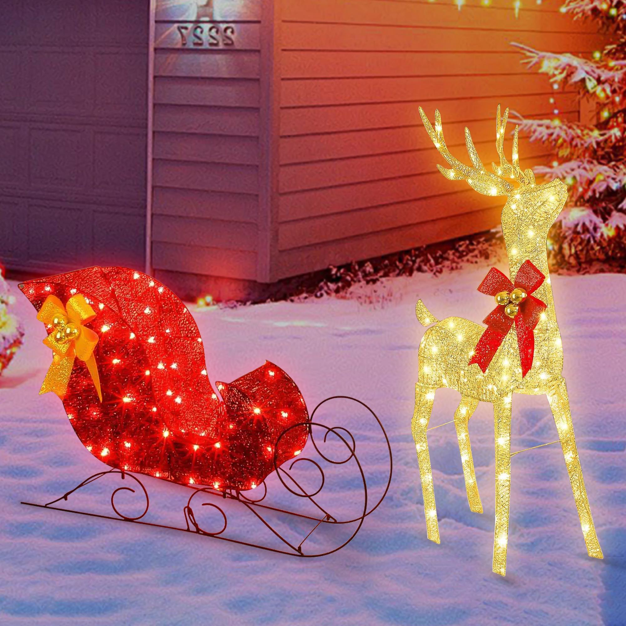 Illuminated outlets sleigh christmas decor