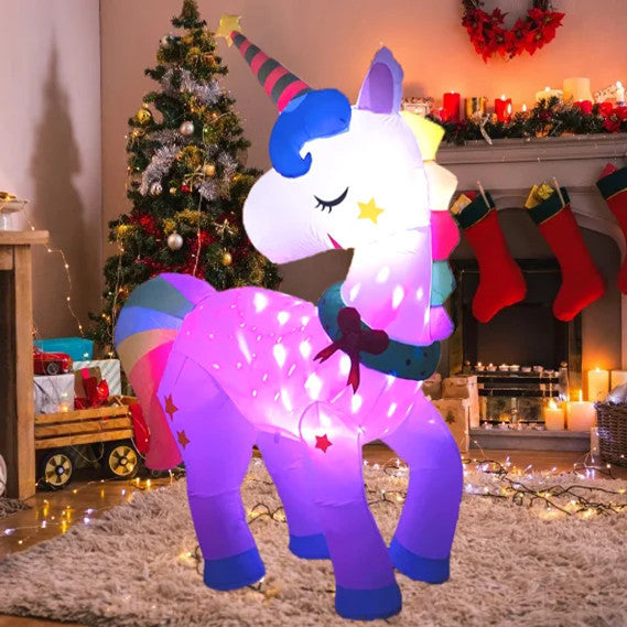 Inflatable Christmas Unicorn – Waterproof LED Garden & Yard Decoration