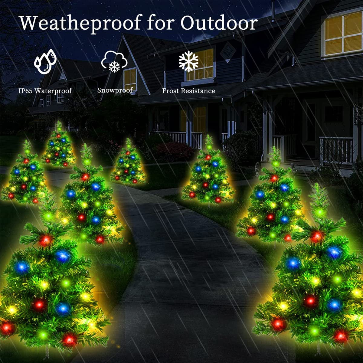 Quntis Solar Christmas Tree Lights ¨C 1-to-4 Set Outdoor Garden & Lawn Decor for Holiday Landscape Decoration