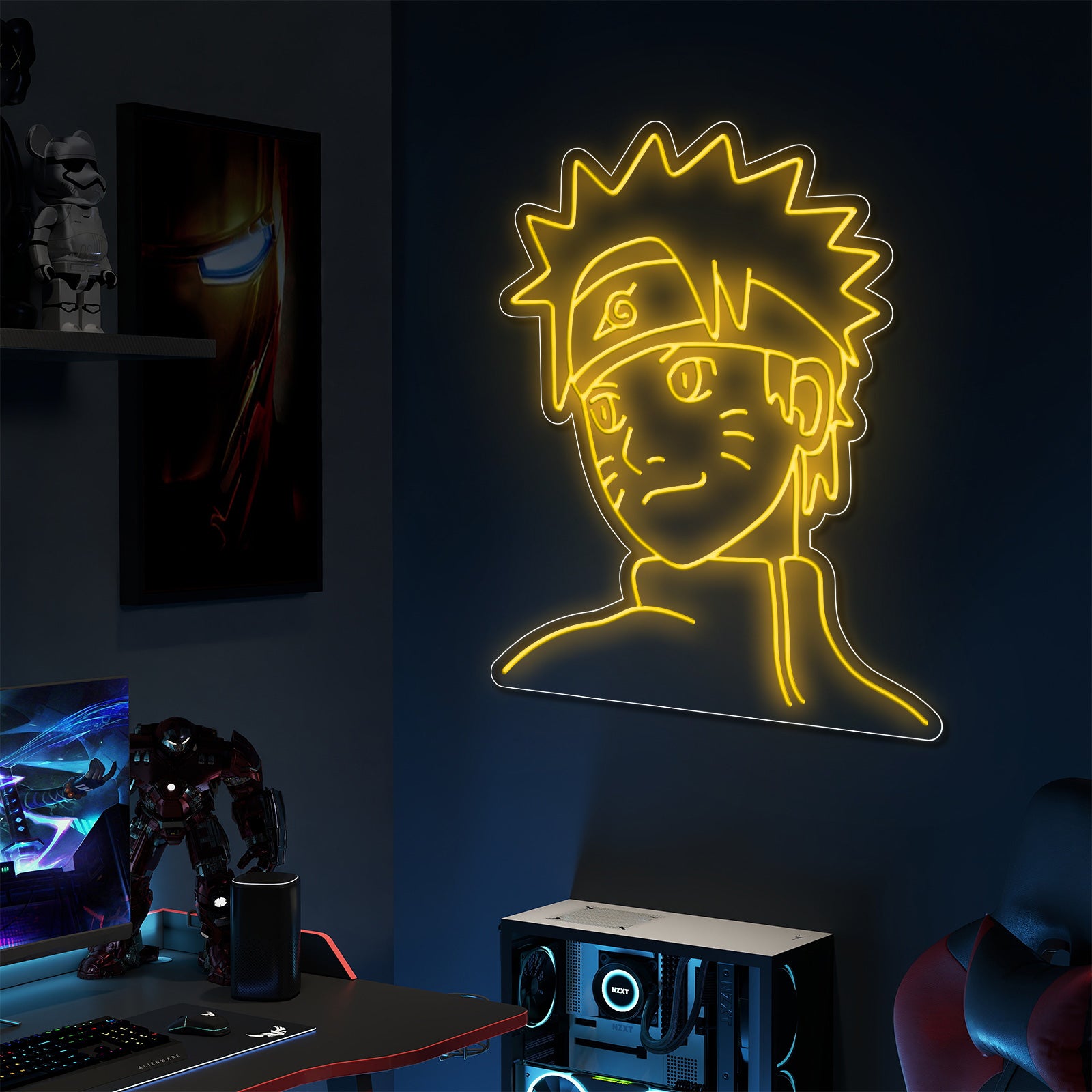 Neon Naruto Sign ¨C Warm Orange Glow Featuring Iconic Anime Character for Personal Rooms, Themed Caf¨¦s, and Comic Stores