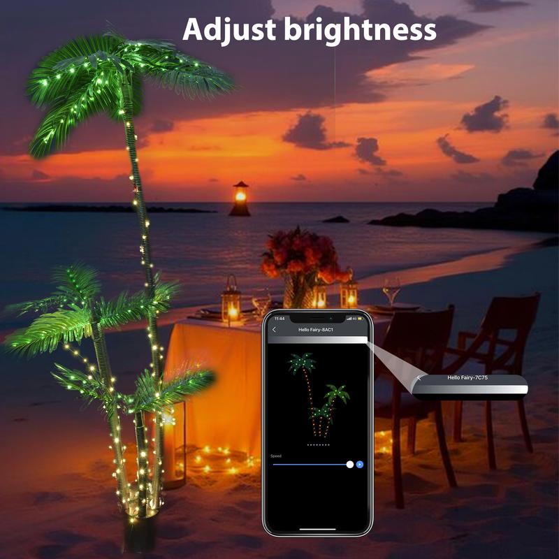 7ft Glowing Palm Tree,LED Decorative Light,Weatherproof festive decor for Indoor/Outdoor Use,Party wedding holiday patio beach decoration lights