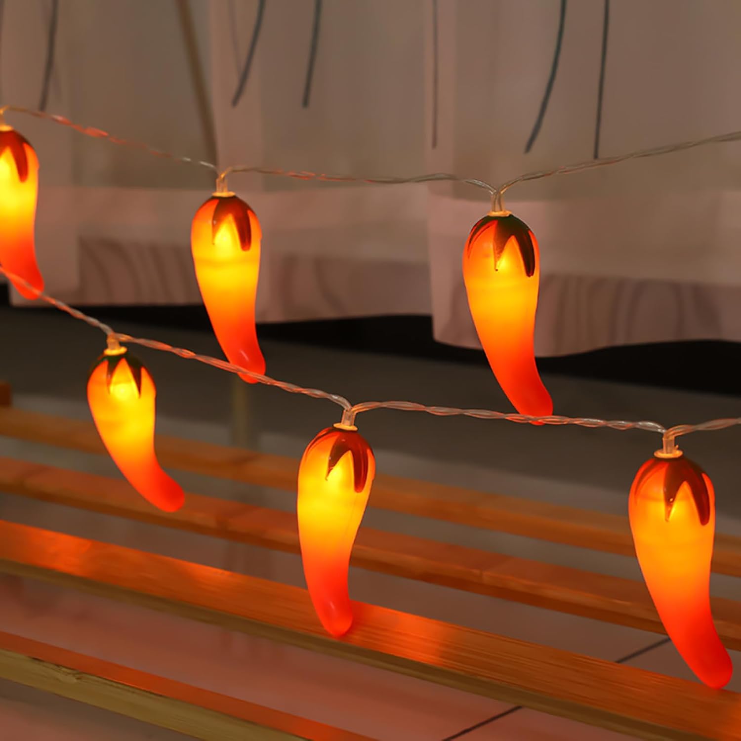 Quntis Guirlande de Lumières en Piments de Noël ¨C Guirlande de Piments Rouges pour Décoration de Chambre & Fêtes de Noël