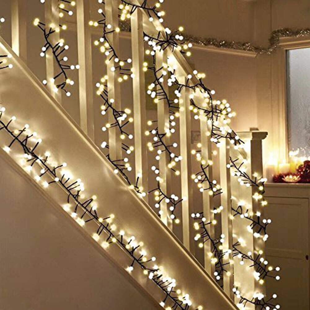 Quntis 400 LED 13FT Cluster Christmas String Lights Plug in, Blue &Yellow Globe Christmas Light Decoration for Indoor Outdoor Xmas Tree Bedroom Wedding Party (8 Twinkle Mode, Connectable, Waterproof)