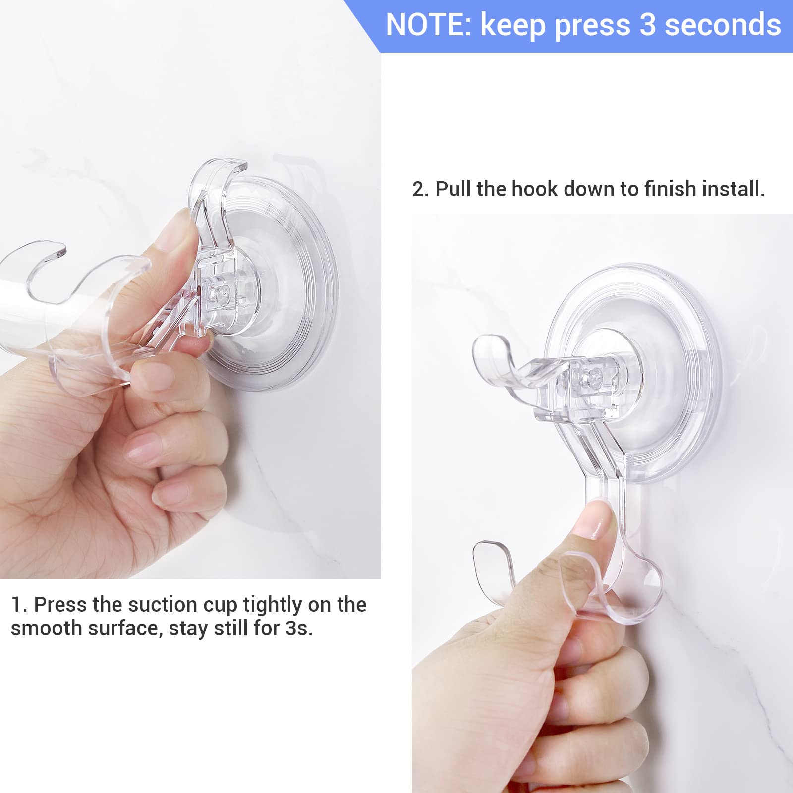 2 Pack Razor Hooks Removable & Reusable Suction Shower Hook Waterproof Powerful Vacuum Suction Hanger