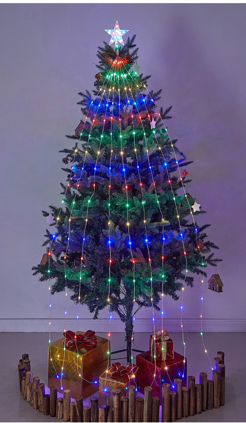 Quntis 2M IP44 Christmas Star Waterfall Lights – Plug-in Outdoor XMAS Tree Lights for Festive Ambiance & Holiday Decor