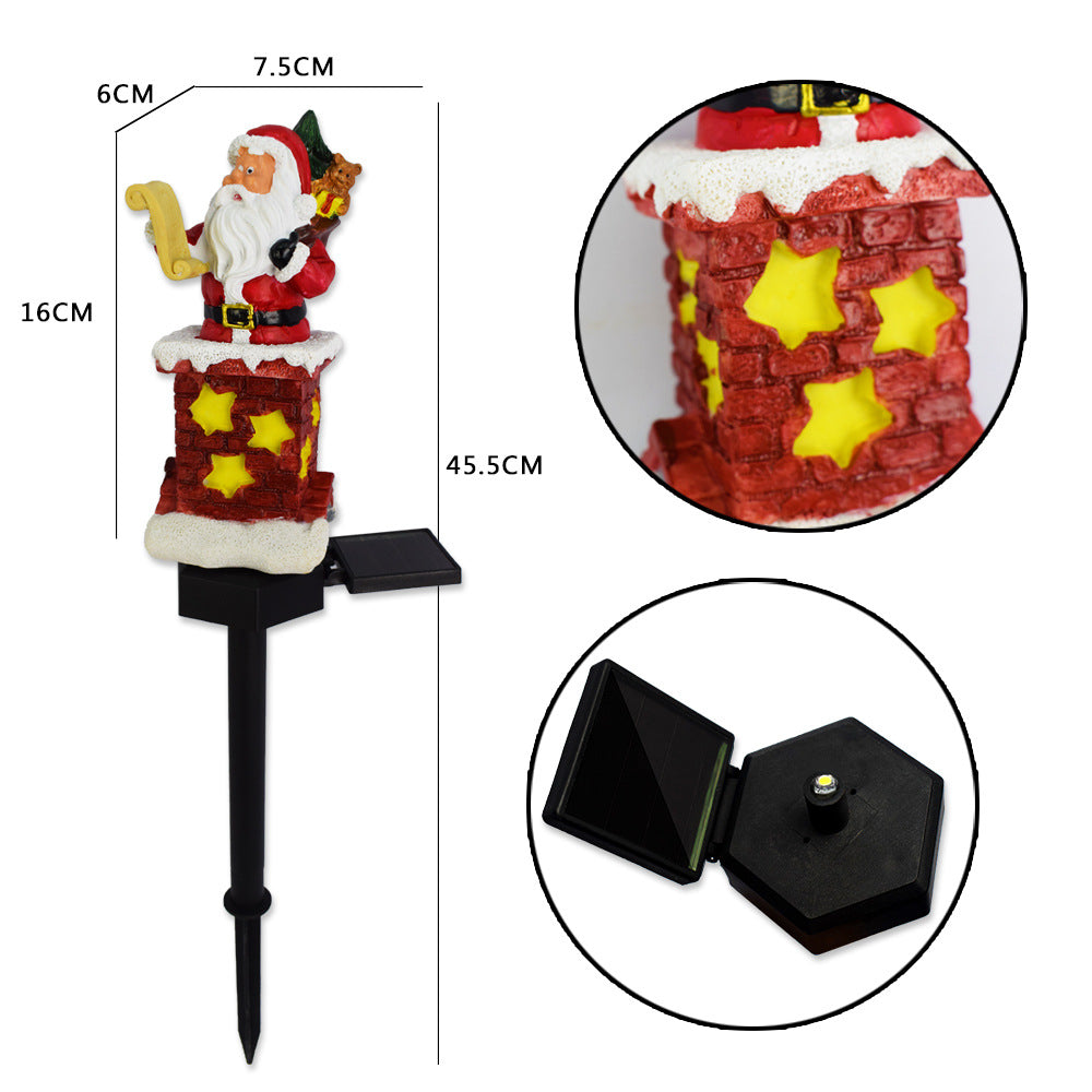 Solar Christmas Santa Lawn Lights – Resin Garden Stake for Holiday Yard & Villa Décor