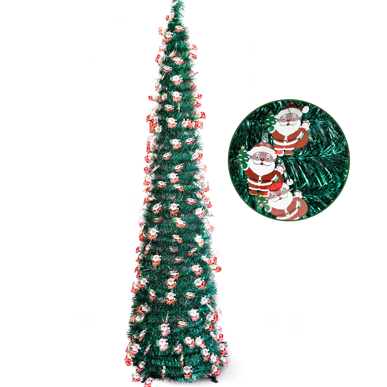 2024 New Madder Christmas Tree, Collapsible Pre-lit Pencil Christmas Tree 4FT/5FT/6FT, PVC Pre-lit Xmas Decoration Tree