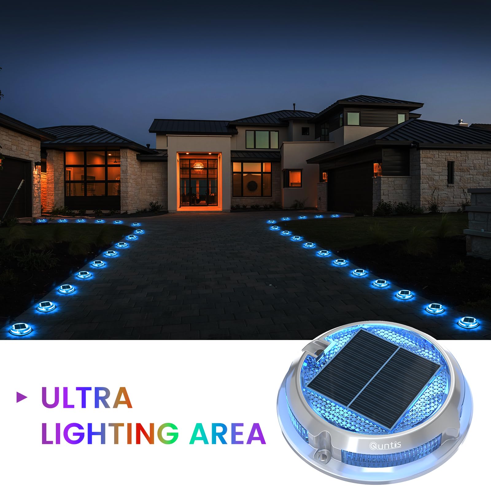 Luces de Deck Solar ¨C Luces LED RGB Impermeables IP68 para Caminos y Jardín