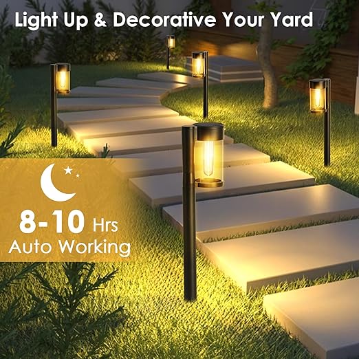 Solar Pathway Lights Outdoor, for Outside Yard Lawn Walkway Driveway Garden Decor