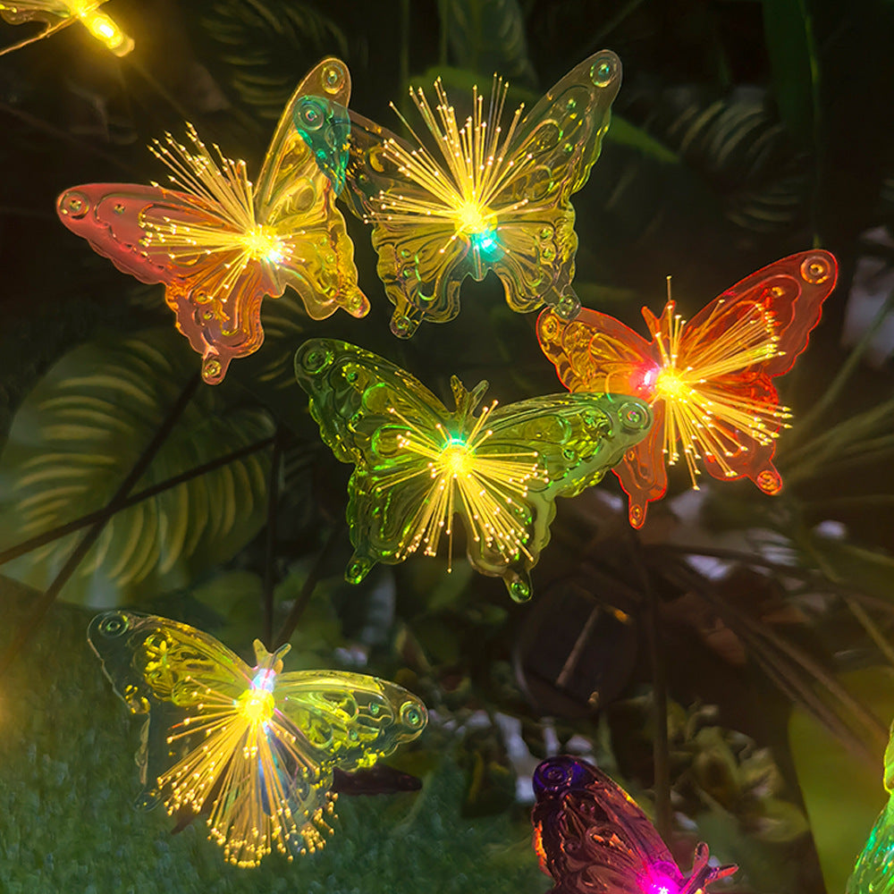 Quntis Luces de Estaca de Mariposa de Fibra Óptica que Cambian de Color Solar ¨C 10 Mariposas por Estaca, Decoración para Jardín y Césped al Aire Libre para Navidad y Paisajismo de Vacaciones