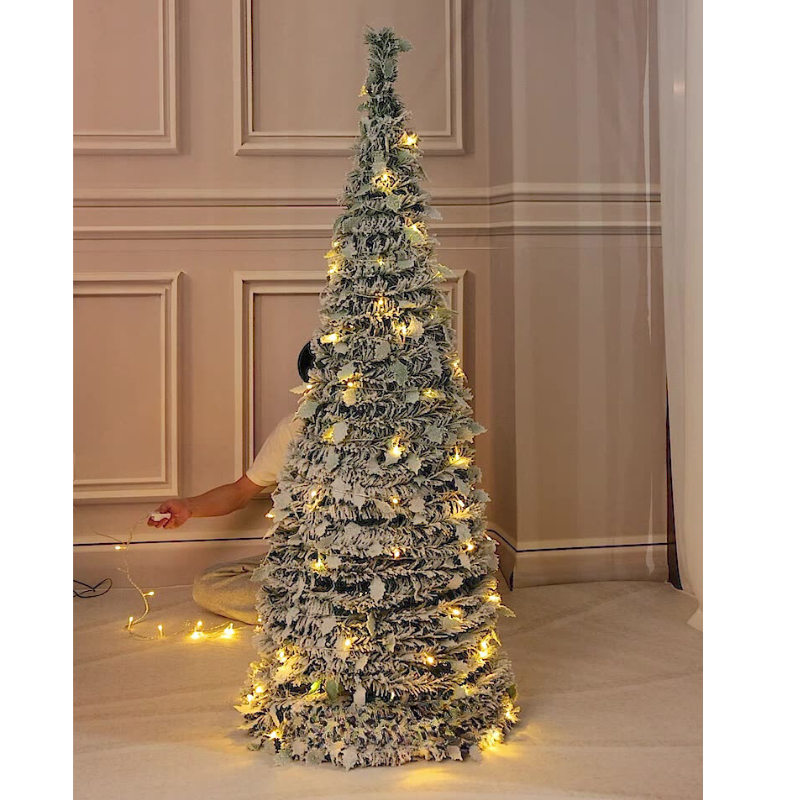 Pre-Lit LED Battery Powered White Christmas Tree – Artificial Xmas Trees 4ft, 5ft, 6ft with Lights, Perfect Holiday Decor