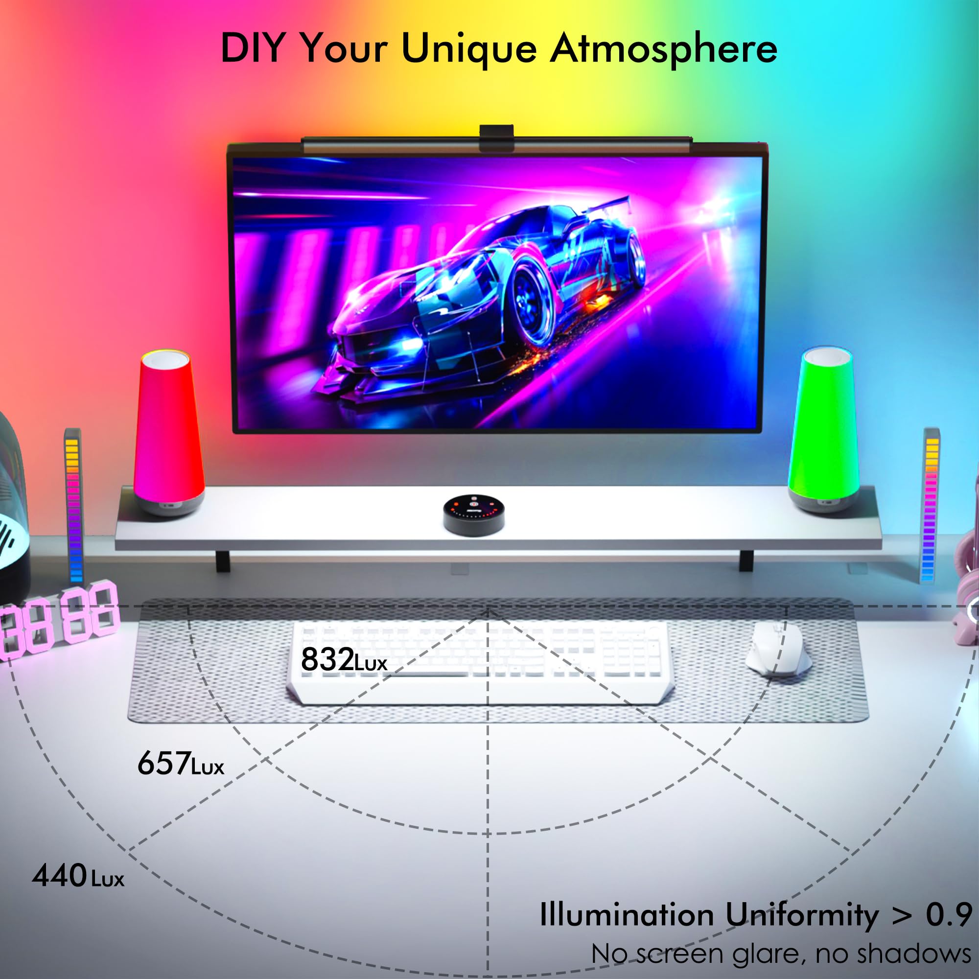 LED ScreenLinear Glow RGB,Monitor Light Bar with 15 Modes Gaming Backlight (20Inch)