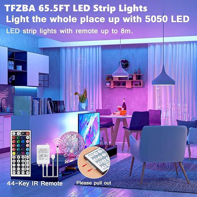 RGB Strip Light Remote,Wall Mount Strip Light In Room For Home Living Kitchen Room and Party