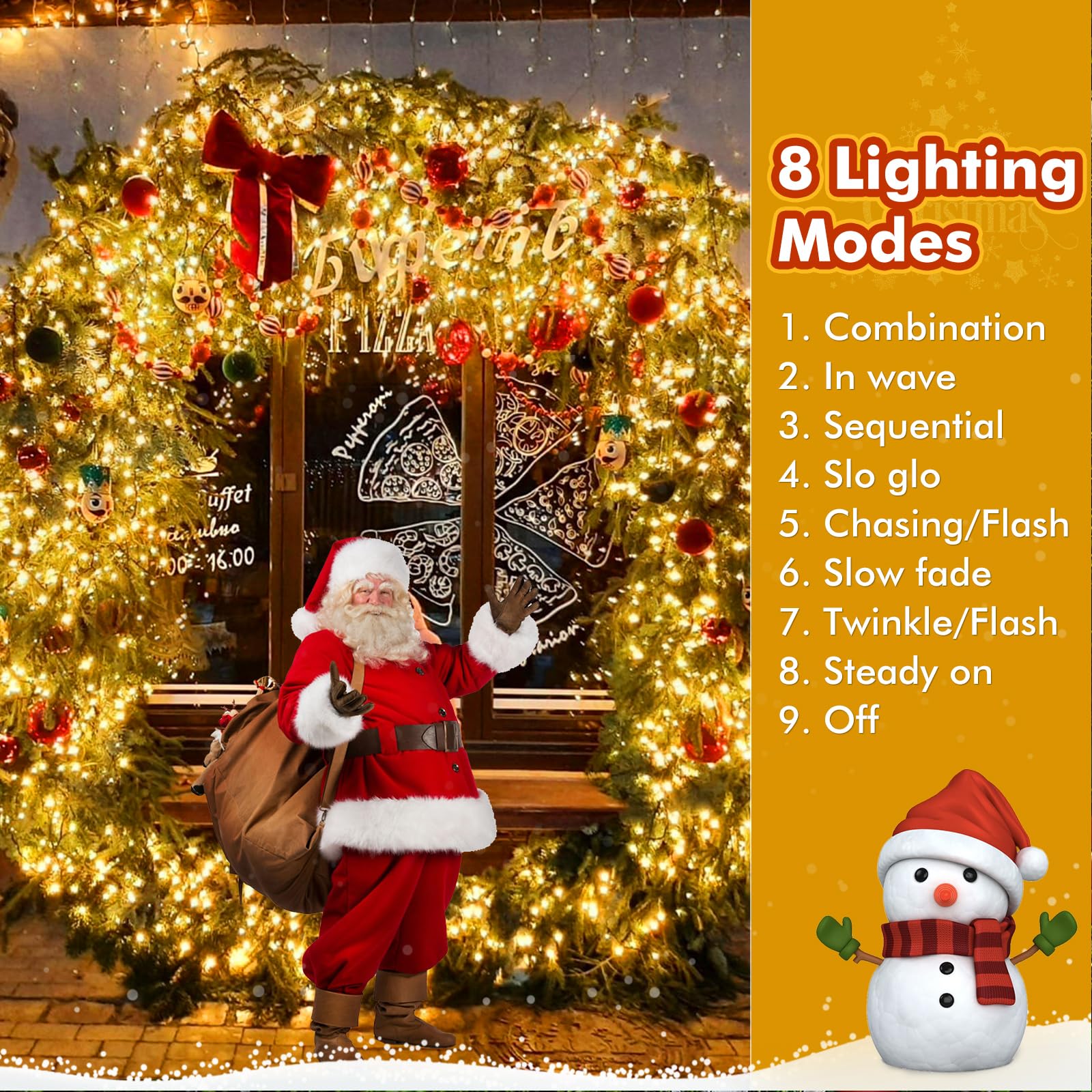 Quntis Cluster Christmas Lights Outdoor, 25m 500LEDs Christmas String Lights Battery Powered with Timer & 8 Modes, IP44 Waterproof Xmas Tree Fairy Lights for Outside Indoor Garden Decor-Warm White