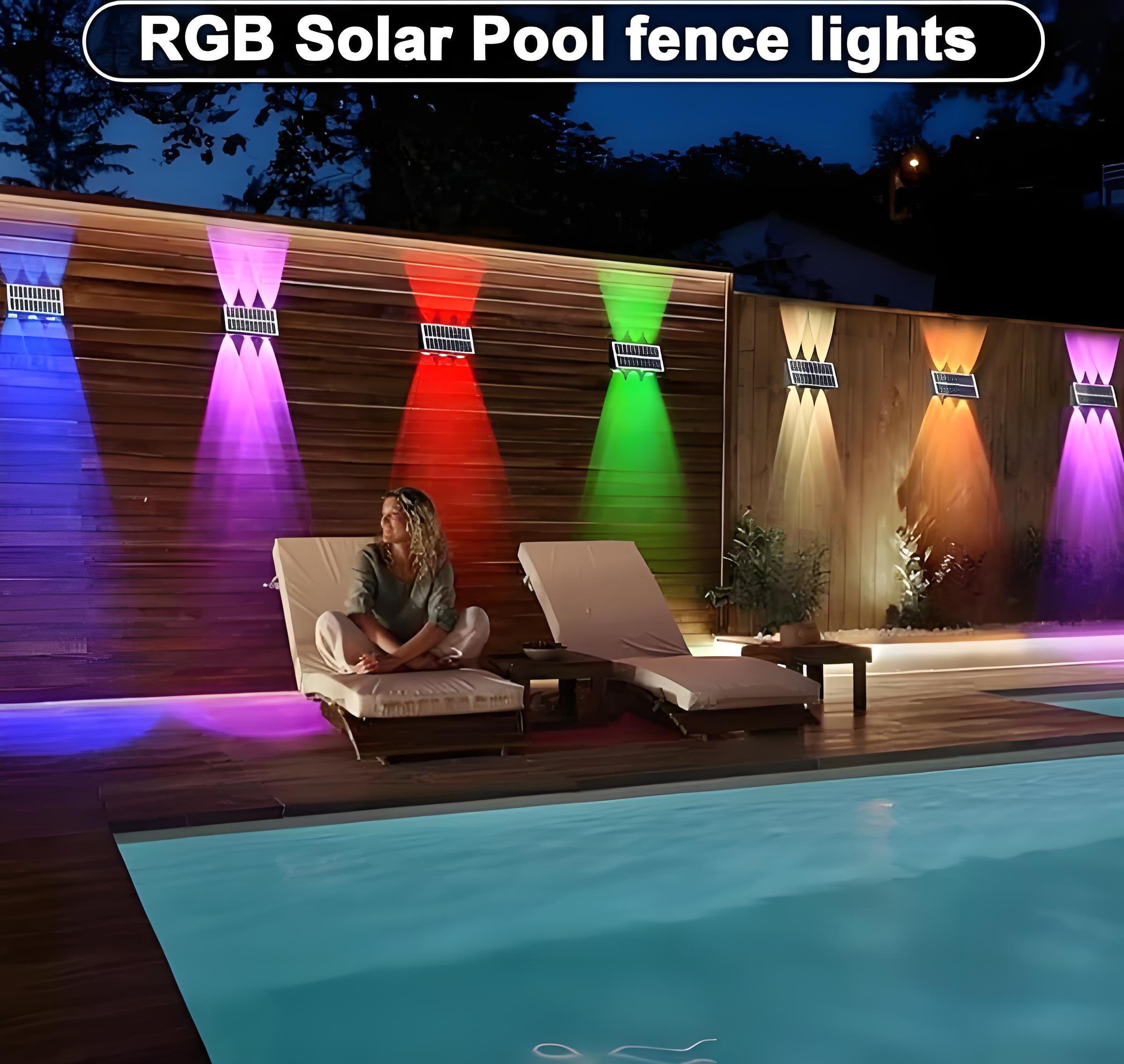 Luzes de Cerca Solares LED Exteriores Luminárias Luminosa RGB Decoração de Jardim à Parede Lâmpadas à Prova de Água para Quintal Deck Pátio