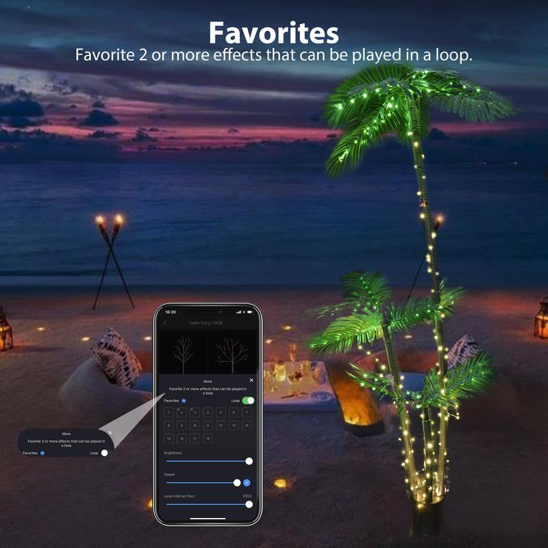 Árbol de Palma Brillante de 7 pies, Luz Decorativa LED, decoración festiva a prueba de clima para uso en interiores/exteriores, luces de decoración para fiestas, bodas, vacaciones, patios y playas.