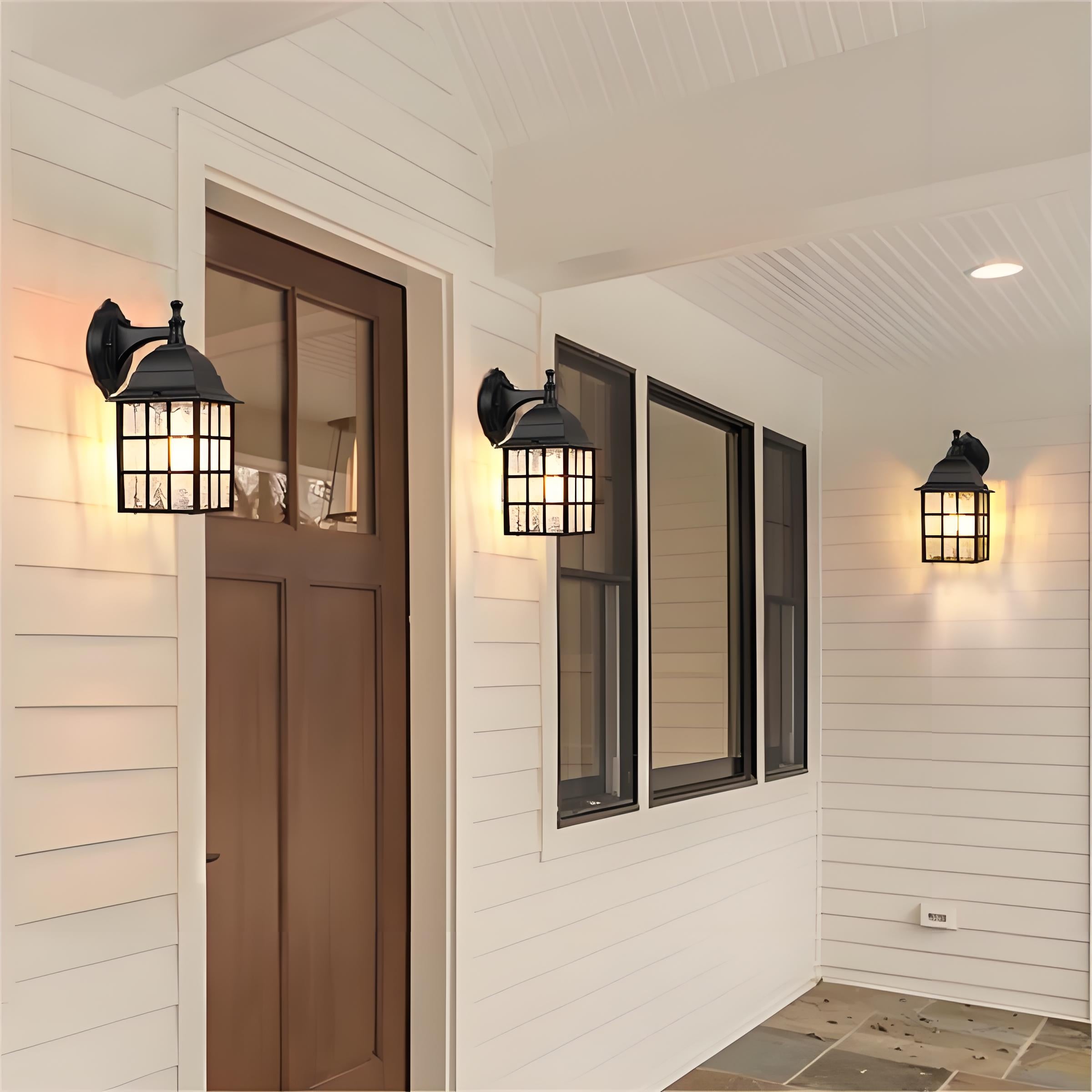 Outdoor Wall Lights, Sensor Exterior Light Fixtures Wall Mount, Porch Lights, Black Wall Lantern Wall Lamp, Waterproof Wall Sconce, Outside Lighting for Garage, Front Door