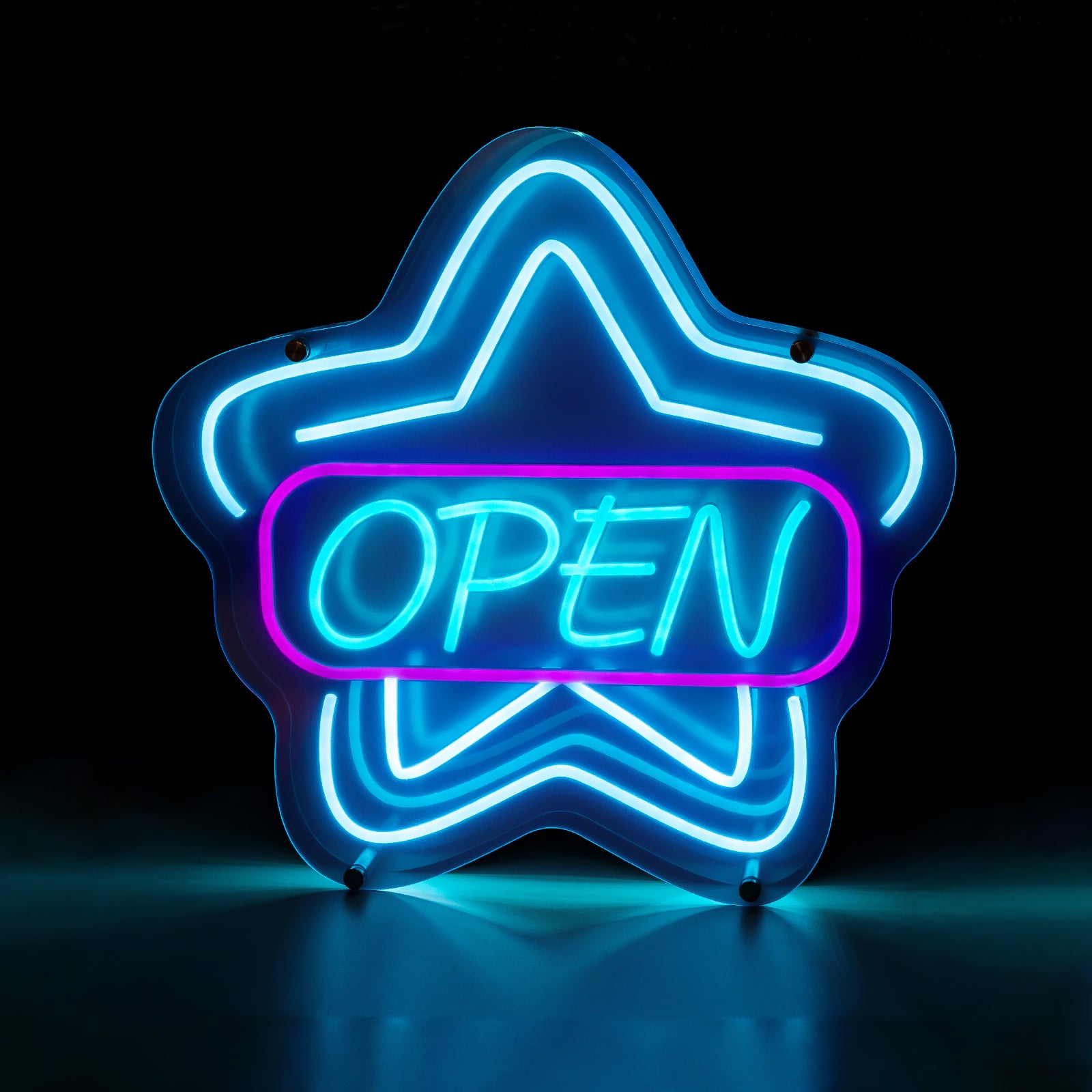 Infinity Mirror Neon "OPEN" Sign – 3D LED Business Sign, Eye-Catching Storefront & Bar Decor