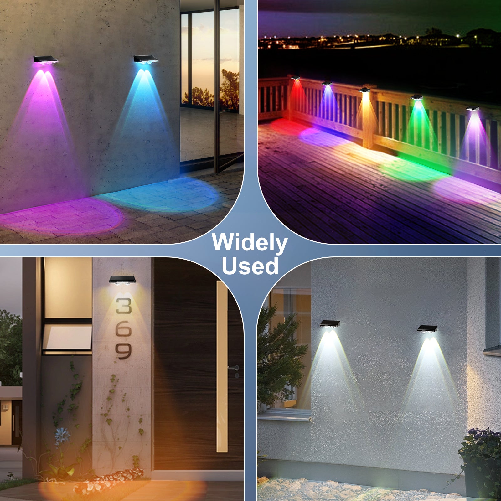 Solar Mini Wall Washer Light – 11 Color Modes, Outdoor Waterproof LED