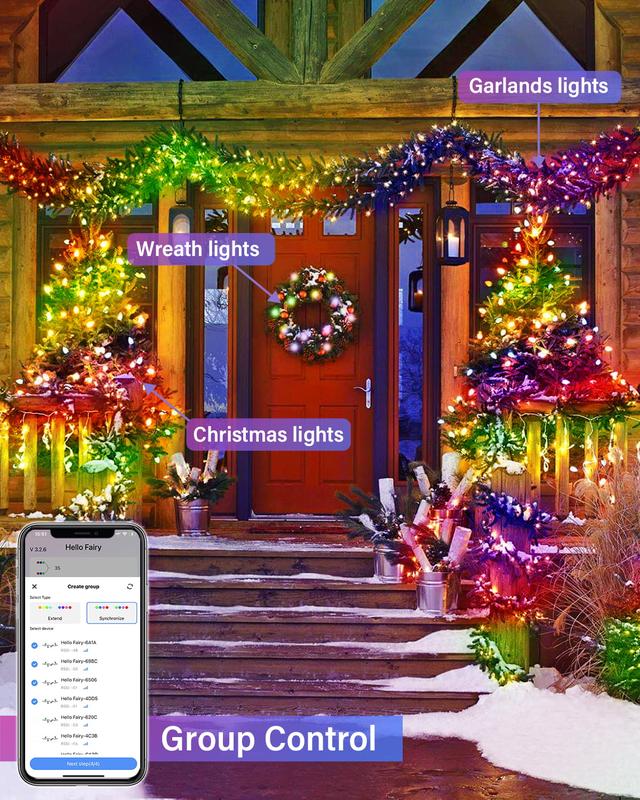 66ft/164ft Smart RGB String Lights,Solar Christmas Light,indoor outdoor Christmas tree decoration ornament,holiday party balcony Set